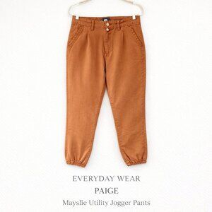 PAIGE Mayslie Utility Jogger Pants Mocha Brown Stretch Twill Cropped 30